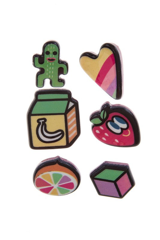 6-PIECE RETRO ASSORTED ENAMEL PINS SET