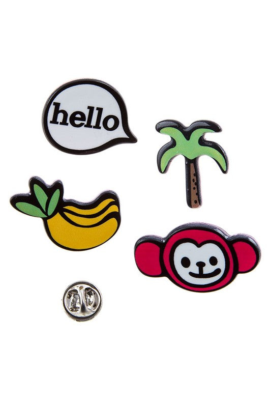 4-PIECE TRENDY ASSORTED ENAMEL PINS SET