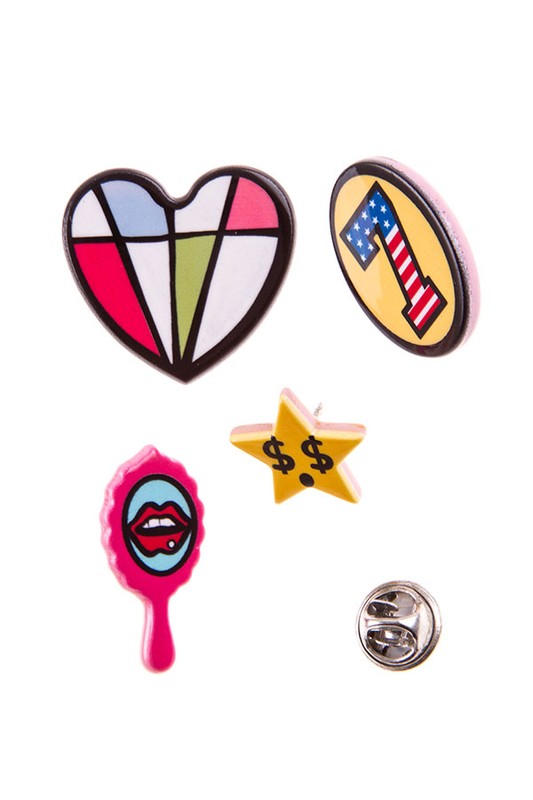 4-PIECE RETRO ASSORTED ENAMEL PINS SET