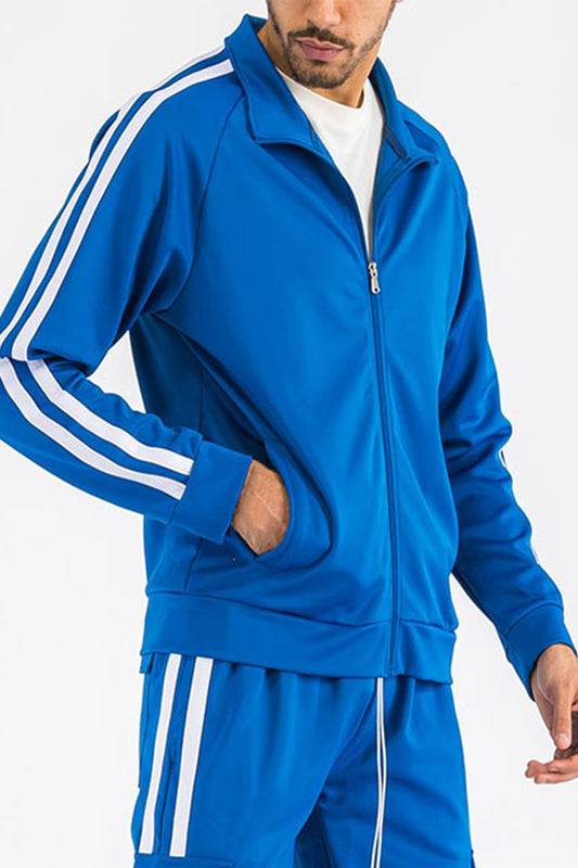 Double-Stripe Zipper Track Jacket With Pockets - Multiple Colors - (S-3XL)