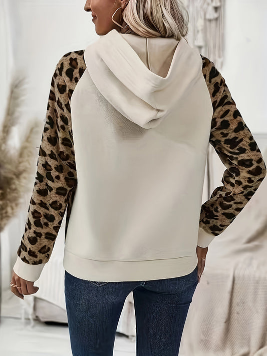 Leopard-Print Half-Button Long Sleeve Hoodie - (S-2XL)