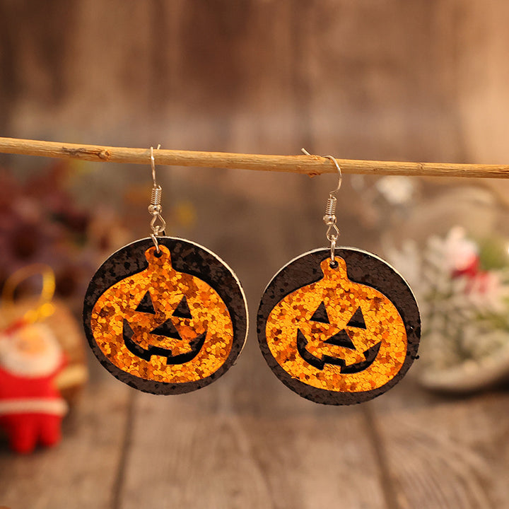 PU Leather Pumpkin Dangle Earrings