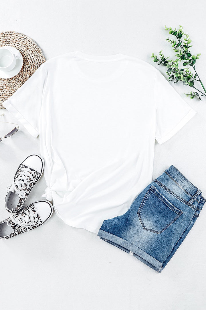 Football-Detail Round-Neck Short-Sleeve T-Shirt - White - (S-2XL)