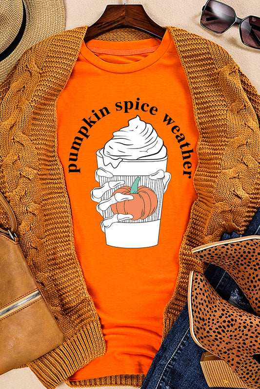 "Pumpkin Spice Weather" Graphic Short-Sleeve T-Shirt - Pumpkin - (S-2XL)