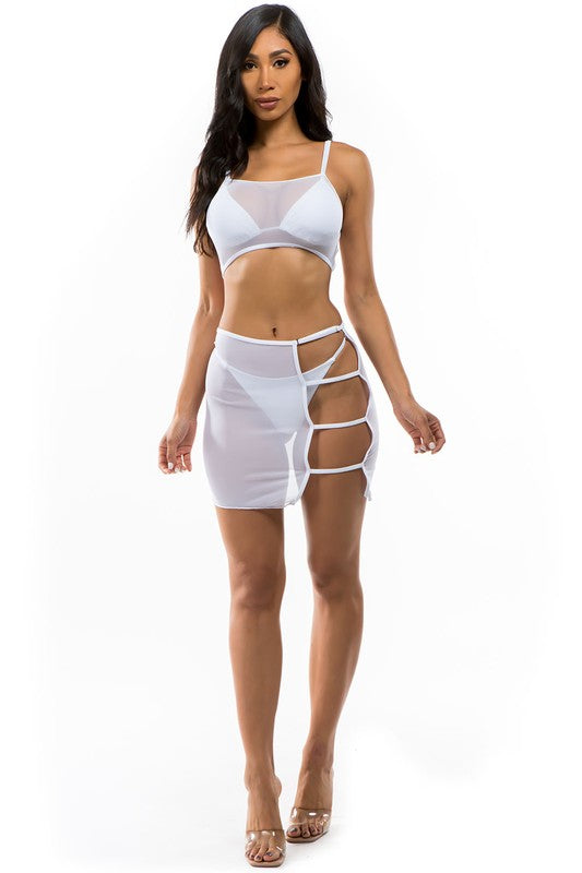 Two-Piece Bikini & Mesh Cover - Multiple Colors - (S-L)