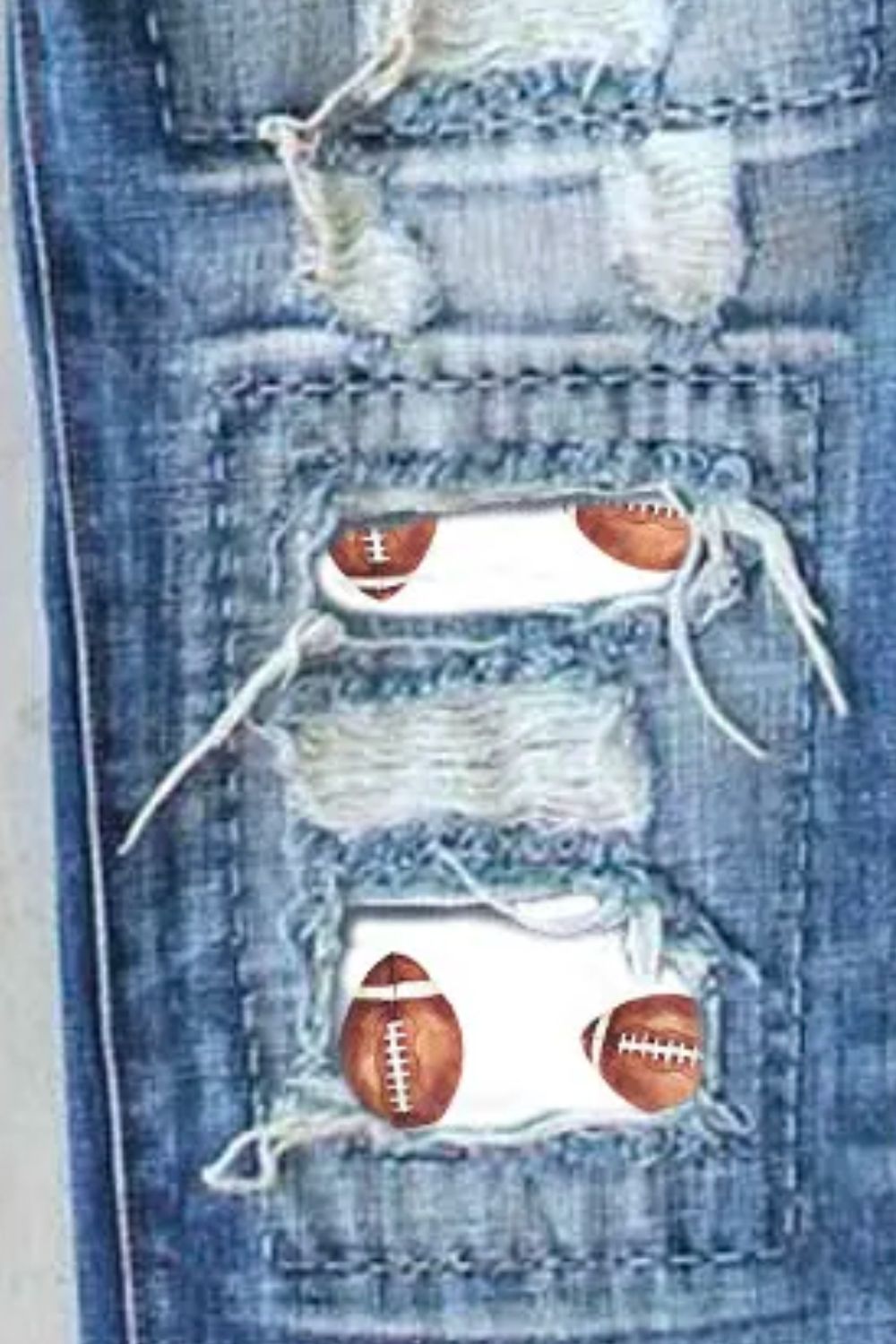 Distressed Football Straight Jeans - Medium Color - (4-18)