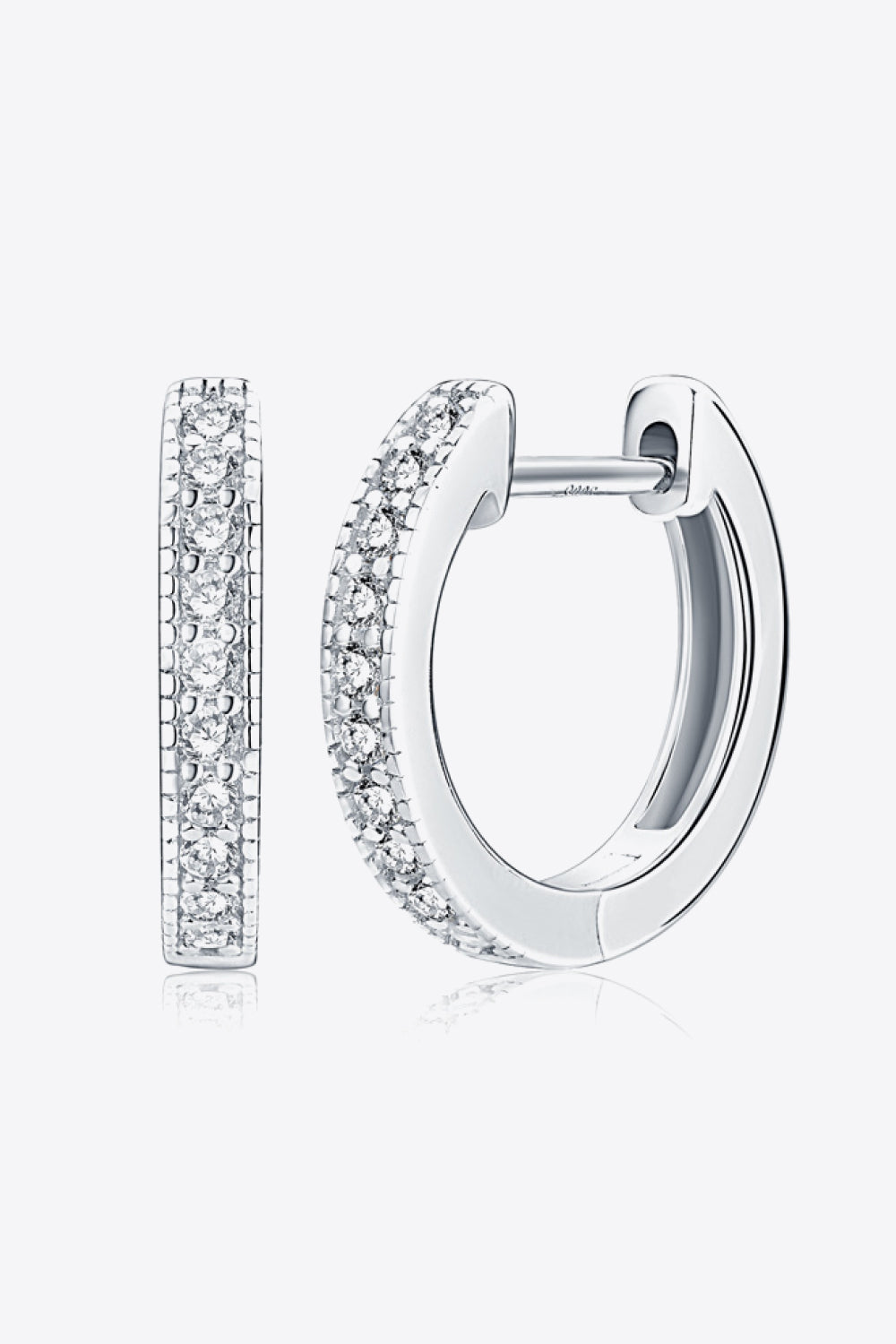 Inlaid Moissanite 925 Sterling Silver Hoop Earrings - Silver, Gold