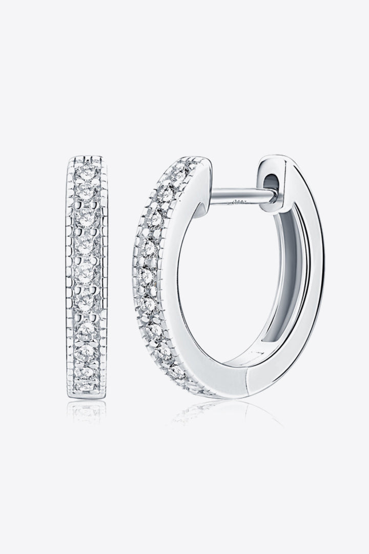 Inlaid Moissanite 925 Sterling Silver Hoop Earrings - Silver, Gold
