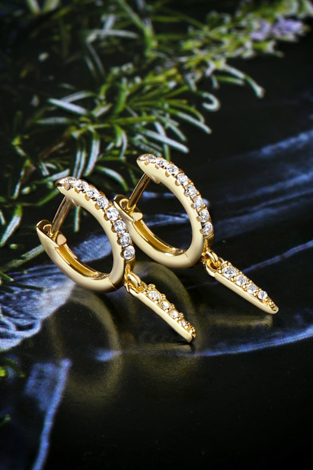 Moissanite 925 Sterling Silver Huggie Drop Earrings - Silver, Gold