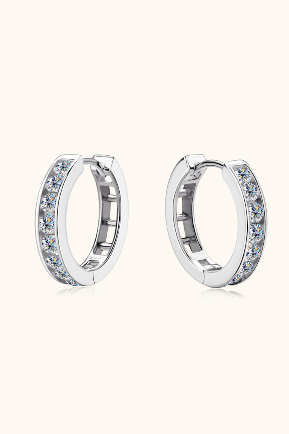 Inlaid Moissanite 925 Sterling Silver Huggie Earrings - Gold, Silver