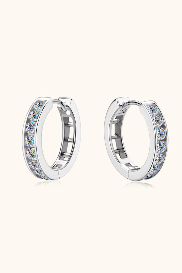 Inlaid Moissanite 925 Sterling Silver Huggie Earrings - Gold, Silver