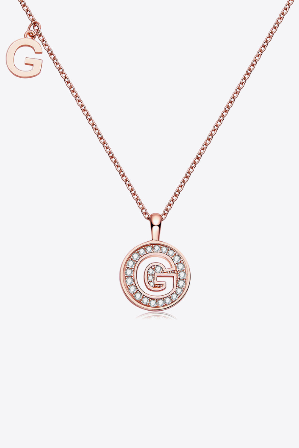 A To J Pendants Moissanite 925 Sterling Silver Necklace - Rose Gold