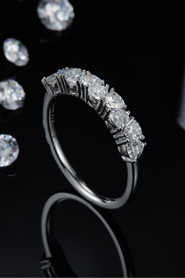 1 Carat Triangular Shaped Moissanite 925 Sterling Silver Half-Eternity Ring