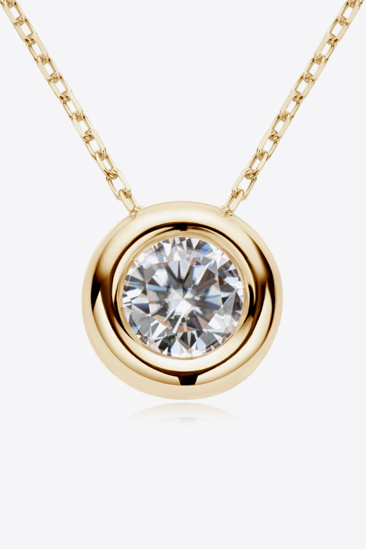 1 Carat Moissanite Round-Pendant 925 Sterling Silver Necklace - Gold, Rose Gold, Silver