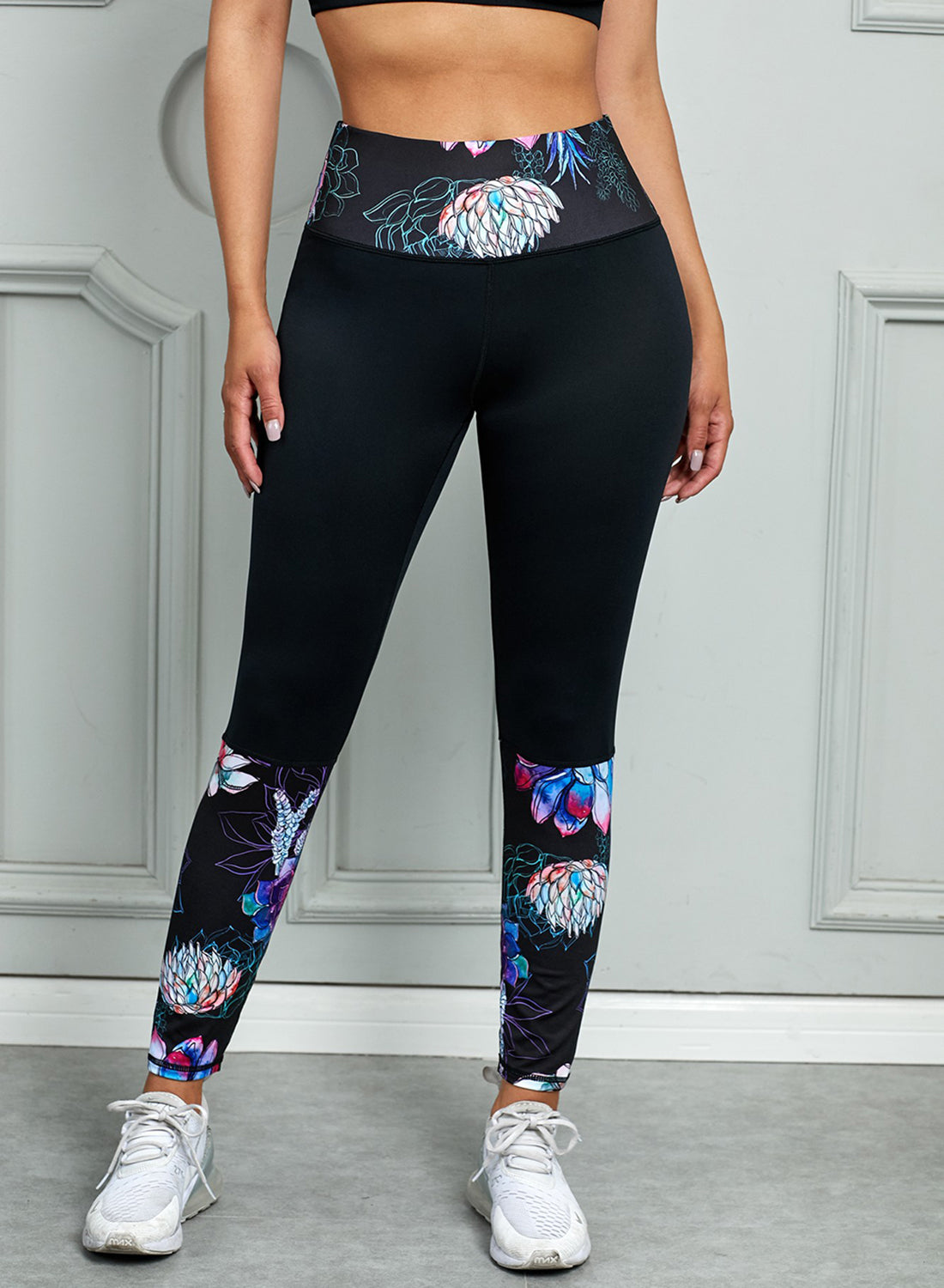 Printed Wide Waistband Stretchy Active Leggings - Multiple Styles - (S-XL)