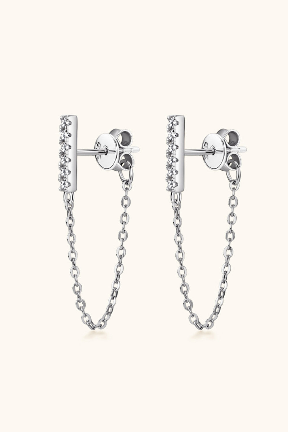 Moissanite 925 Sterling Silver Connected Earrings - Gold, Silver