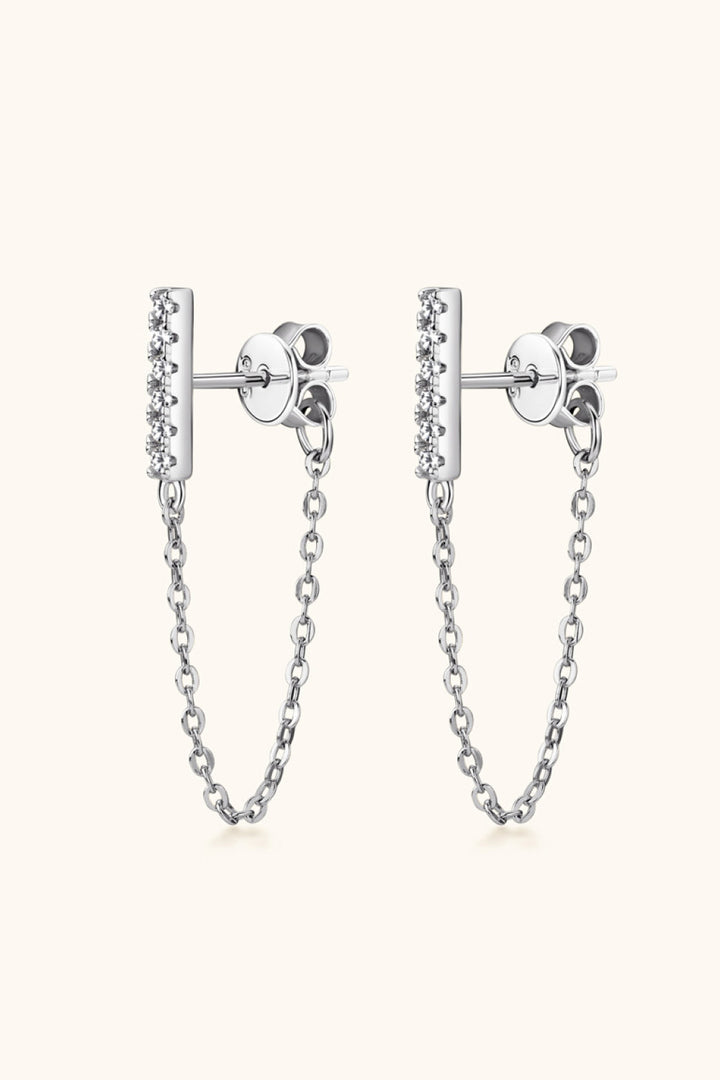 Moissanite 925 Sterling Silver Connected Earrings - Gold, Silver