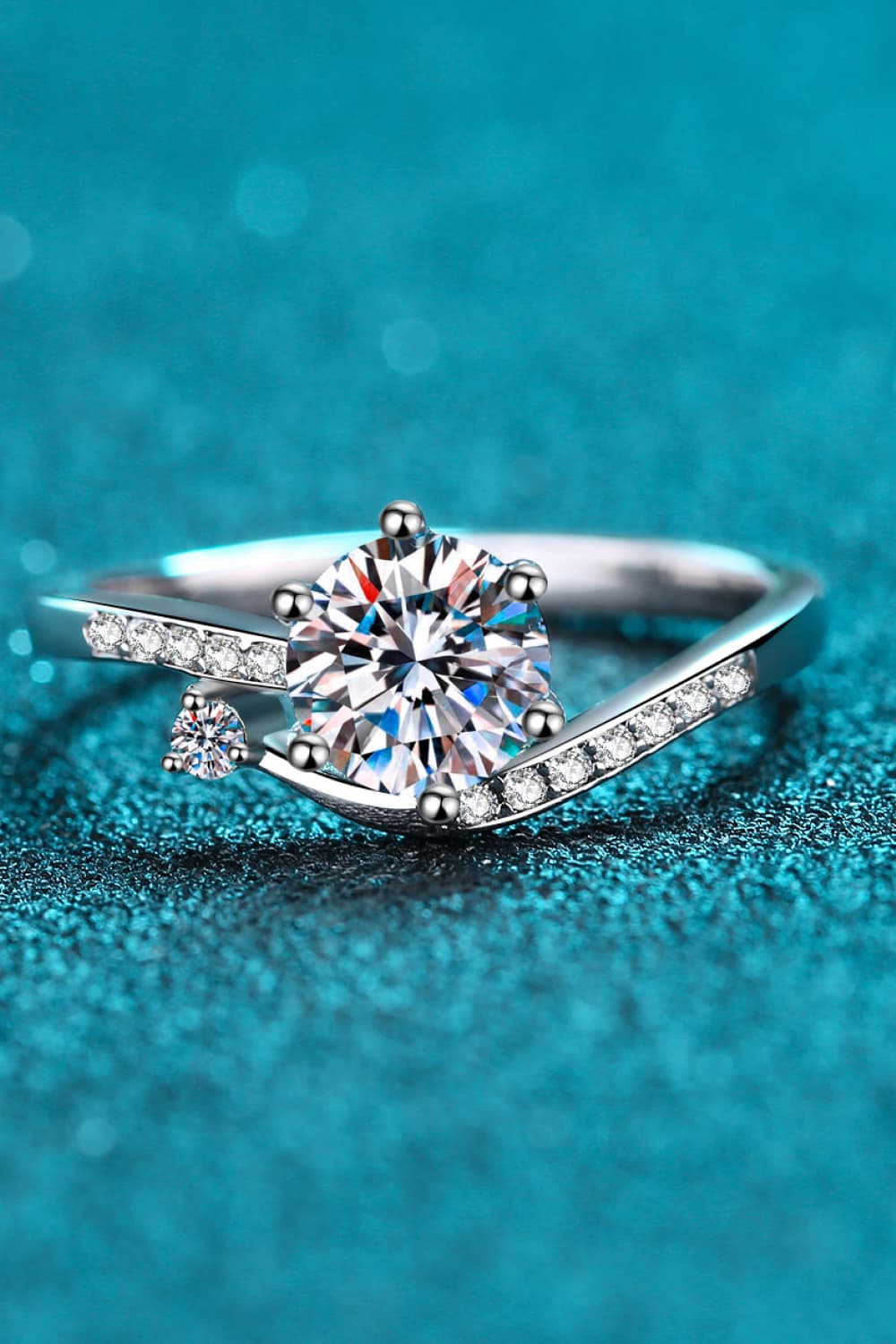 1 Carat Moissanite 925 Sterling Silver Bypass Ring - Silver
