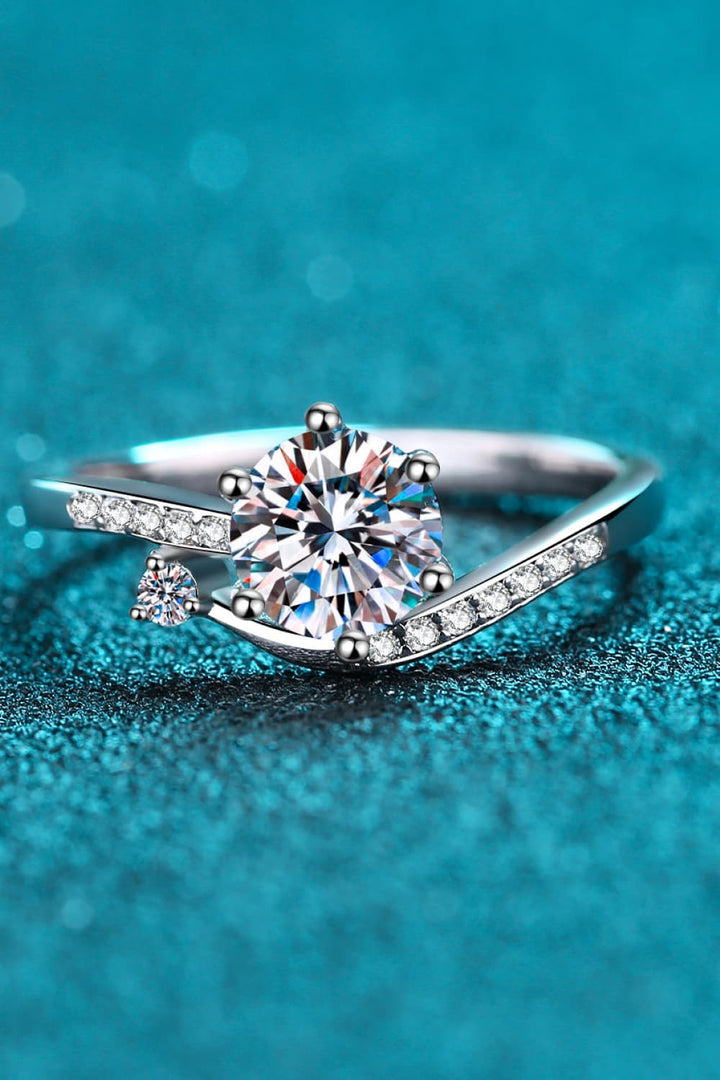 1 Carat Moissanite 925 Sterling Silver Bypass Ring - Silver