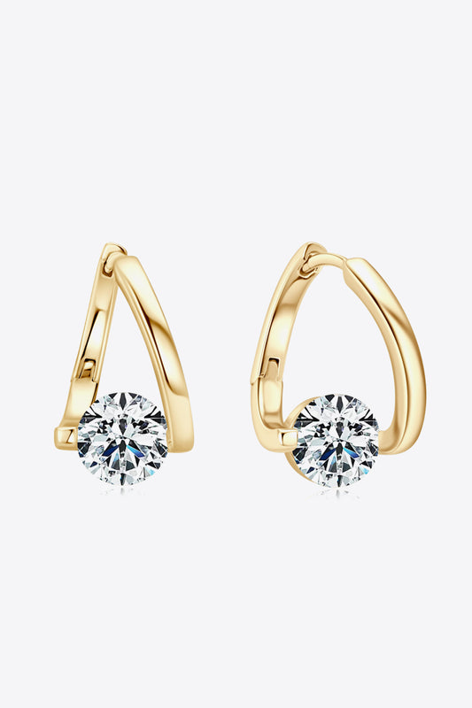 2 CARAT MOISSANITE 925 STERLING SILVER HEART EARRINGS - GOLD, SILVER