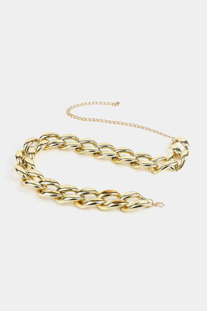 1.2" Width Acrylic Curb Chain Belt - Gold, Silver