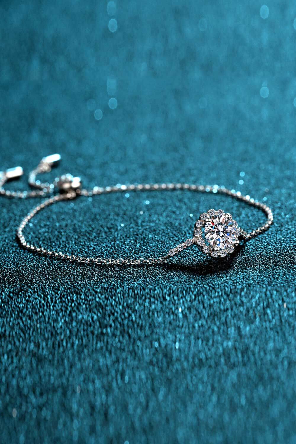 1 Carat Moissanite 925 Sterling Silver Chain Bracelet