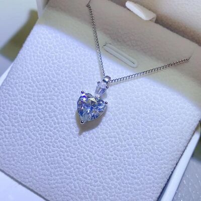 2-Carat Moissanite 925 Sterling Silver Heart-Pendant Necklace