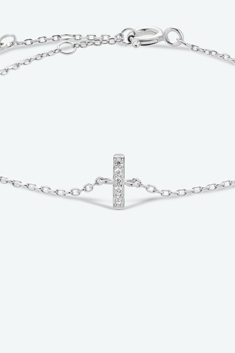 LETTERS G TO K ZIRCON PENDANT 925 STERLING SILVER BRACELET - GOLD, SILVER