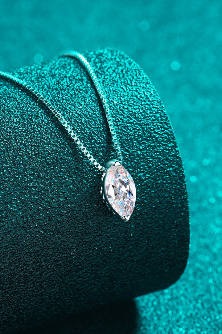 1 Carat Prolate Spheroid Moissanite 925 Sterling Silver Necklace - Silver