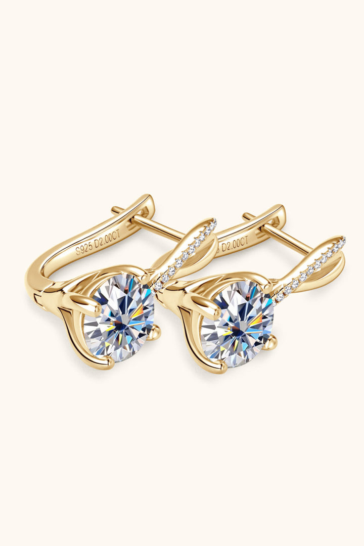4 Carat Moissanite 925 Sterling Silver Crisscross Earrings - Gold, Silver