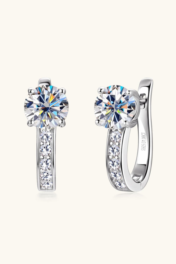 2 Carat Moissanite &amp; Zircon 925 Sterling Silver Loop Earrings - Gold, Silver