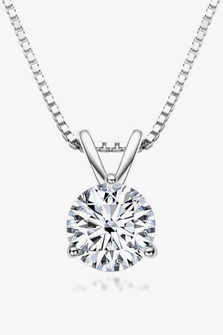 1 Carat Moissanite 3-Prong Pendant Necklace - Silver, Gold