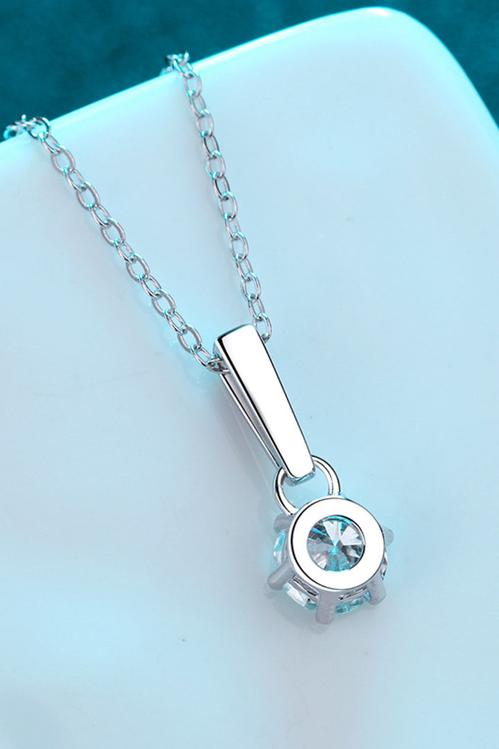 1 Carat Moissanite 925 Sterling Silver Polished Chain-Link Necklace - Silver