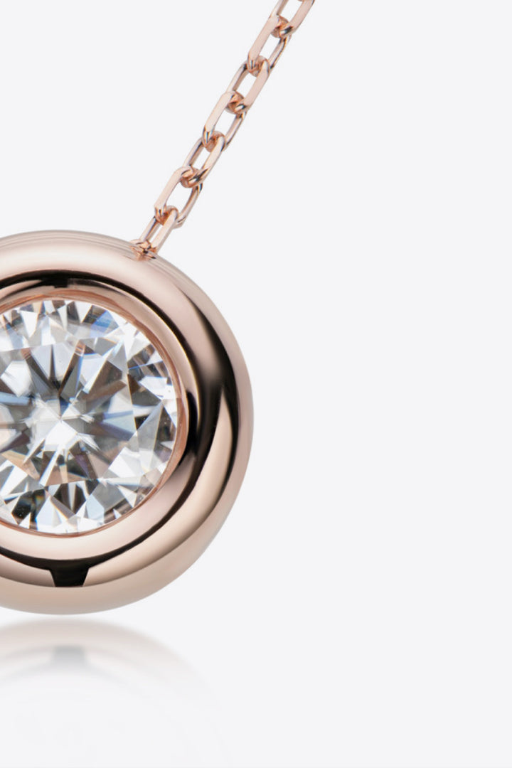 1 Carat Moissanite Round-Pendant 925 Sterling Silver Necklace - Gold, Rose Gold, Silver