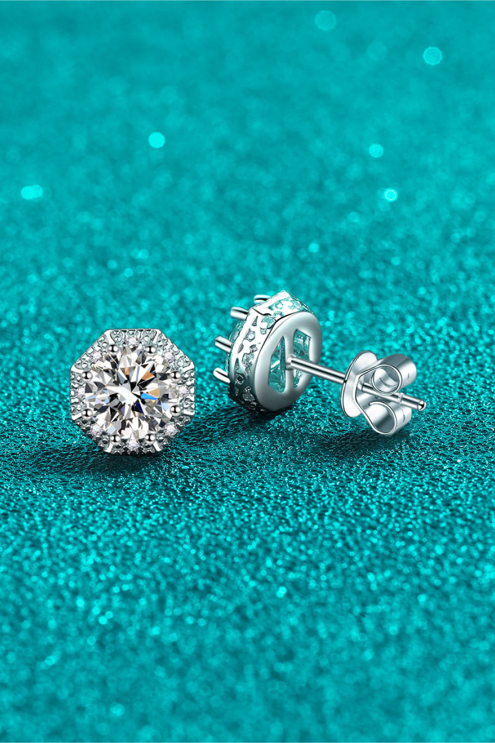 2 Carat Moissanite &amp; Zircon 925 Sterling Silver Stud Earrings - Silver