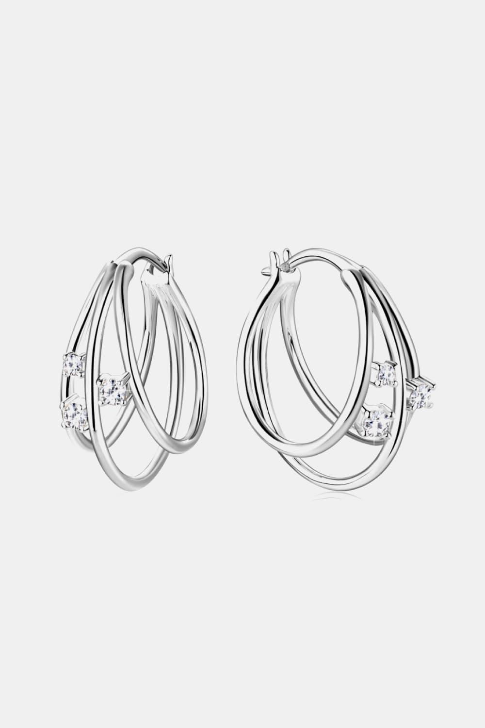 Moissanite 925 Sterling Silver Layered Earrings - Gold, Silver