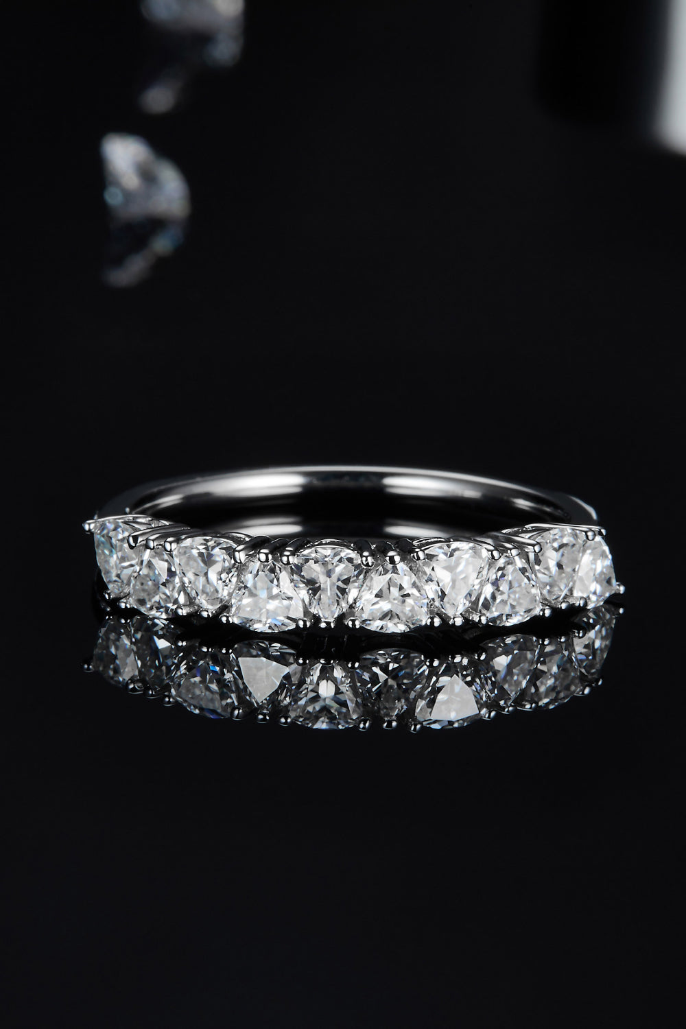 1 Carat Triangular Shaped Moissanite 925 Sterling Silver Half-Eternity Ring