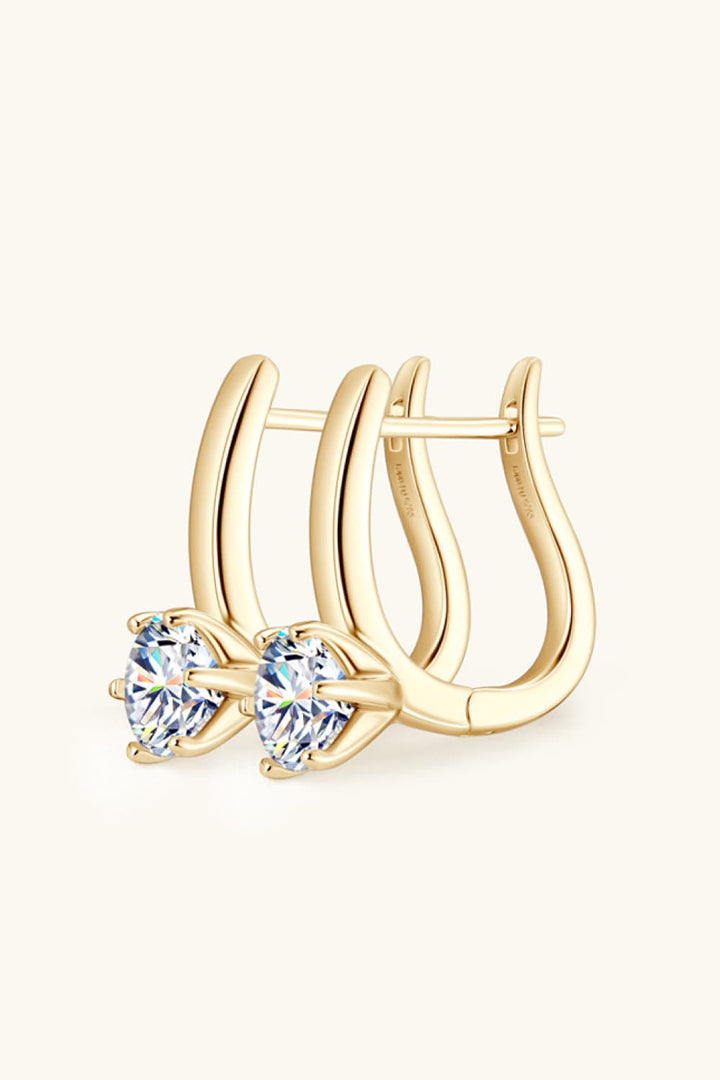 2 Carat Moissanite 925 Sterling Silver Loop Earrings - Silver, Gold