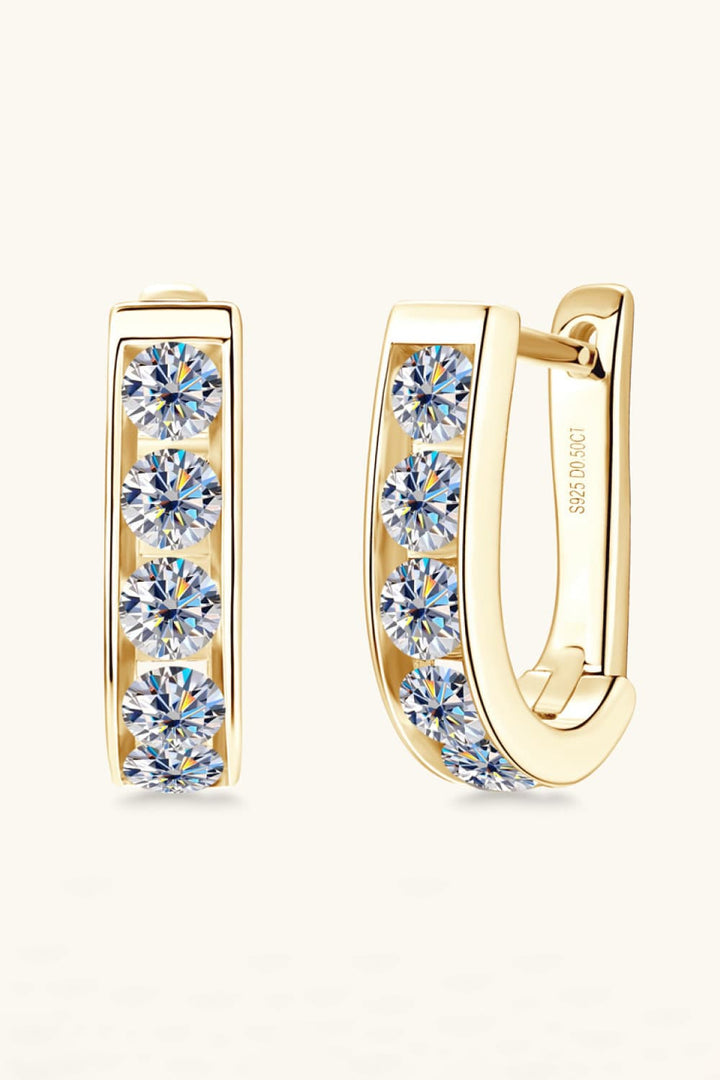 1 Carat Moissanite 925 Sterling Silver Inlaid Loop Earrings - Gold, Silver