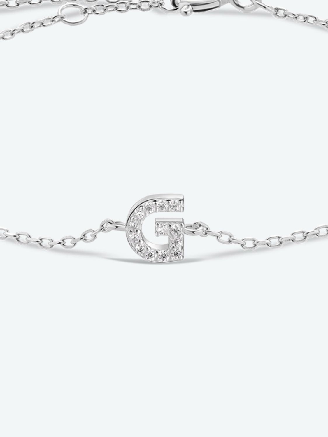 LETTERS G TO K ZIRCON PENDANT 925 STERLING SILVER BRACELET - GOLD, SILVER