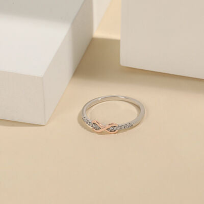 ZIRCON 925 STERLING SILVER INFINITY RING - SILVER, BLUSH PINK