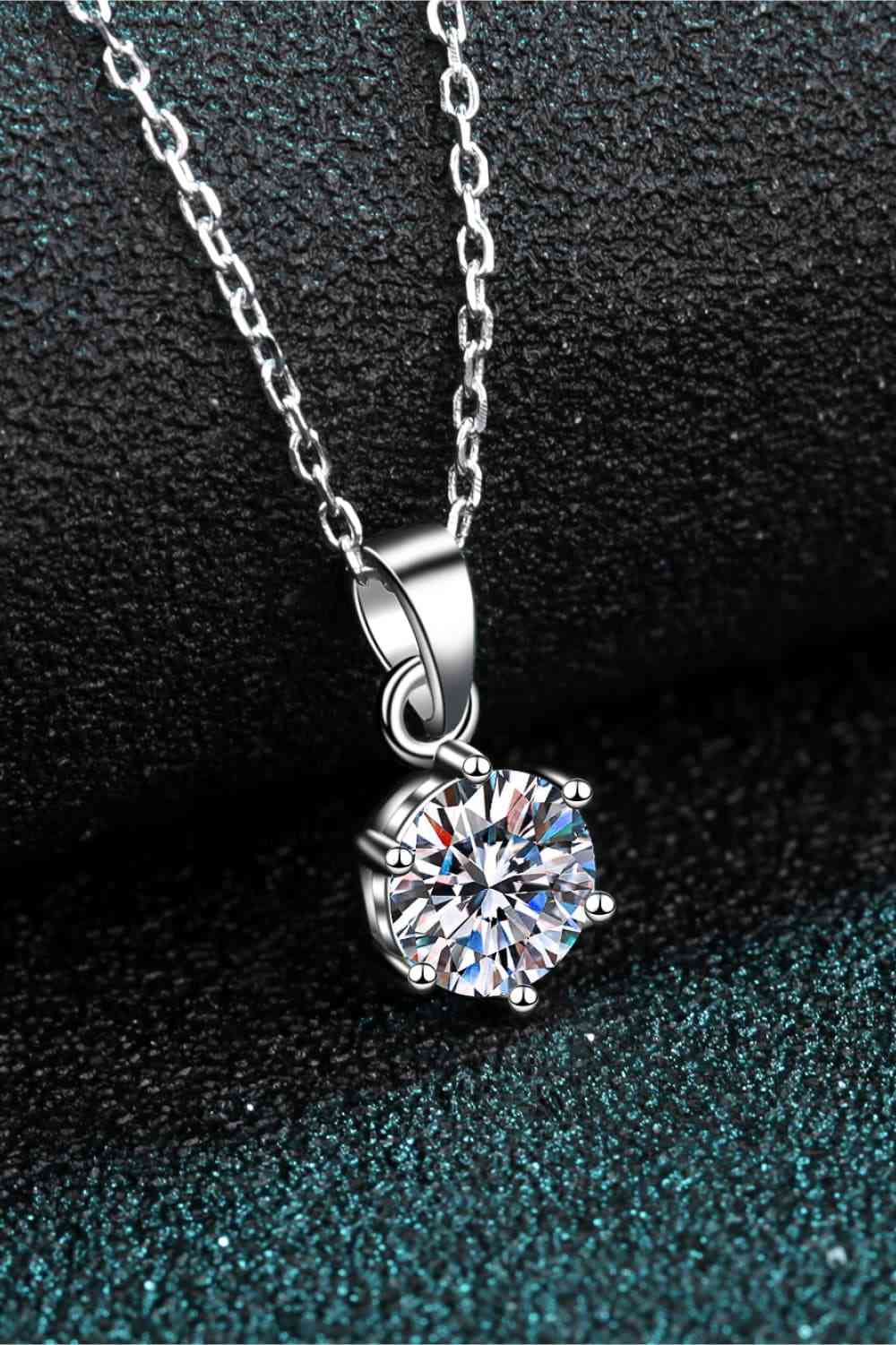 1-Carat Moissanite 925 Sterling Silver 6-Prong Drop-Pendant Necklace