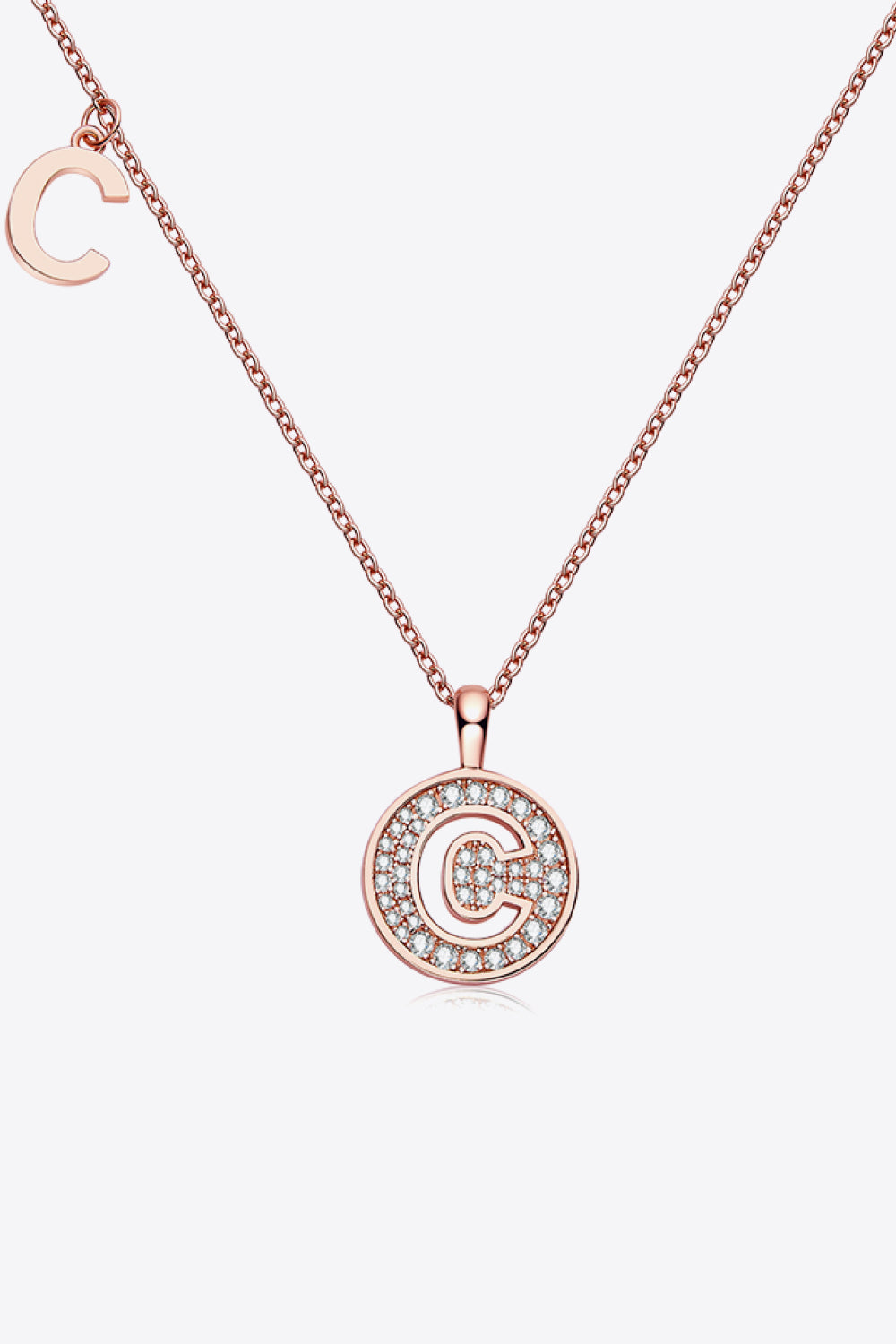 A To J Pendants Moissanite 925 Sterling Silver Necklace - Rose Gold