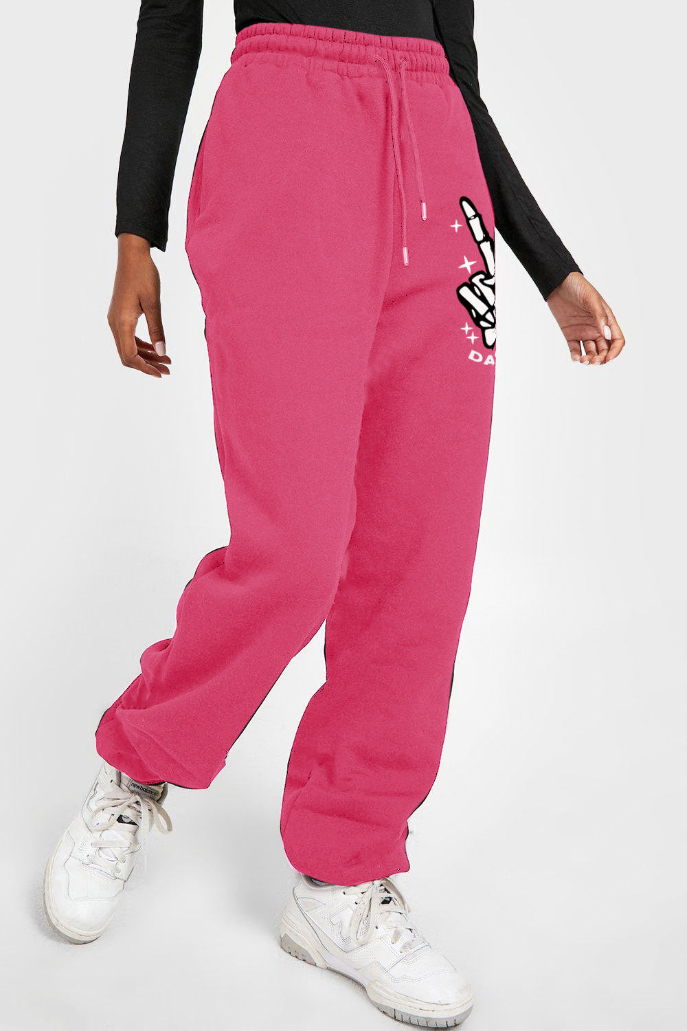 "DAY YOU DESERVE" GRAPHIC DRAWSTRING SWEATPANTS - DEEP ROSE - (S-3XL)