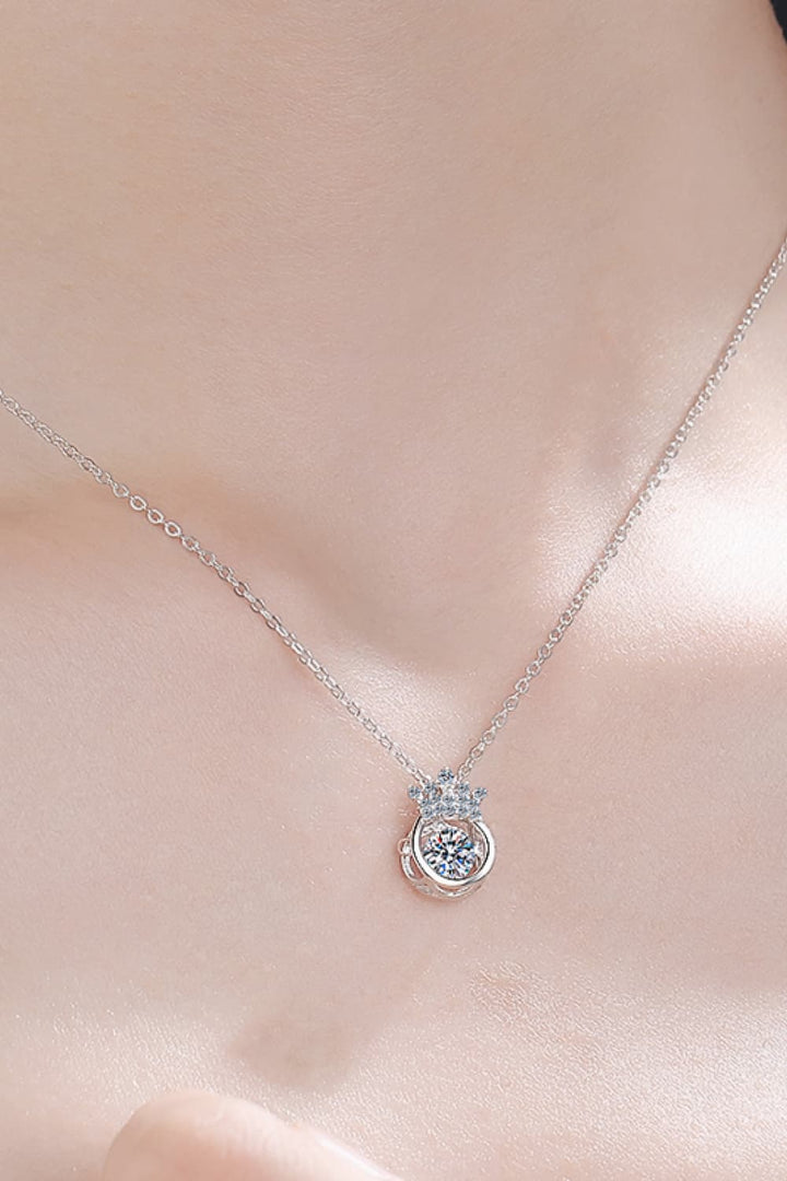 0.5-Carat Moissanite 925 Sterling Silver Crown-Pendant Necklace - Silver