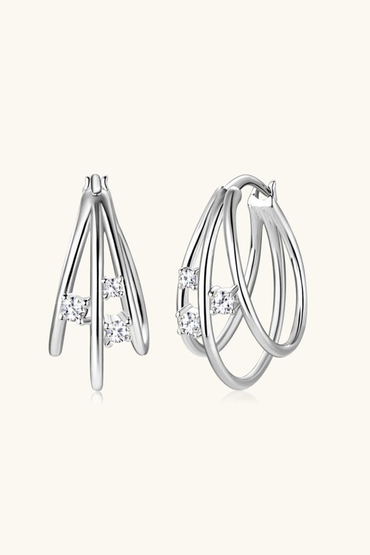 Moissanite 925 Sterling Silver Layered Earrings - Gold, Silver