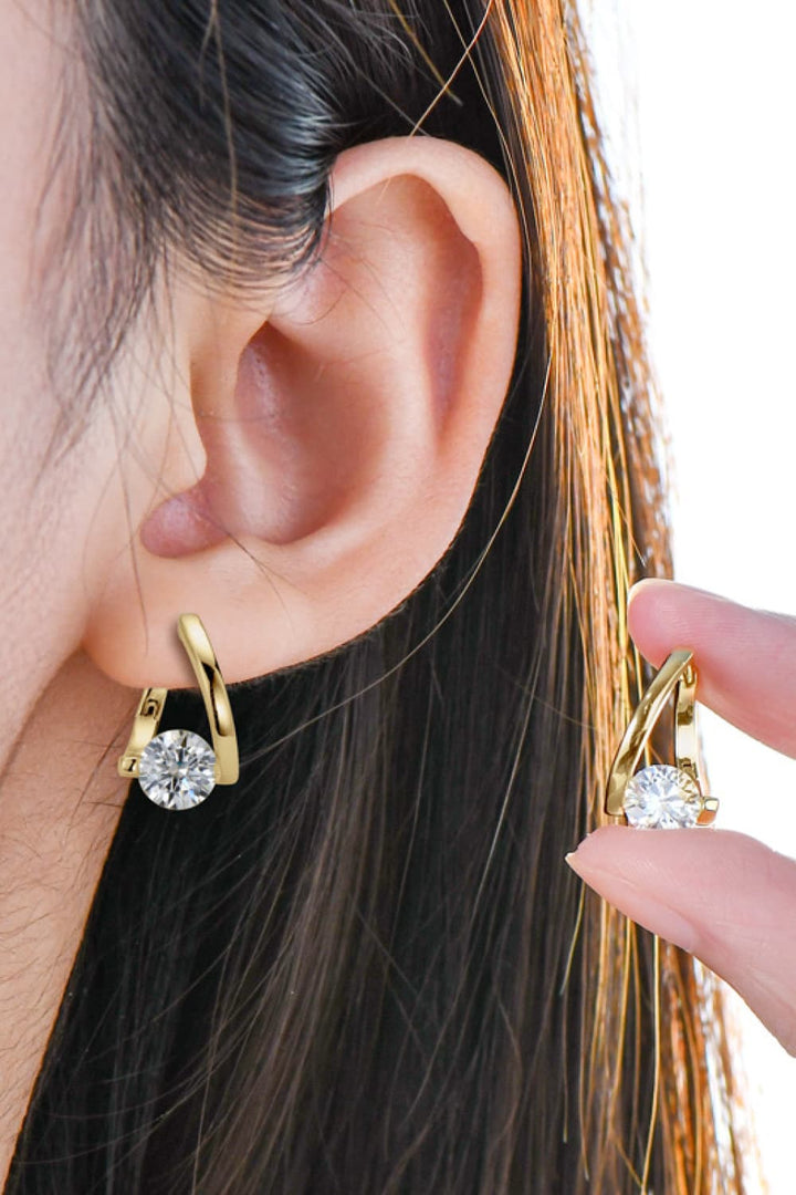 2 Carat Moissanite 925 Sterling Silver Heart Earrings - Gold, Silver