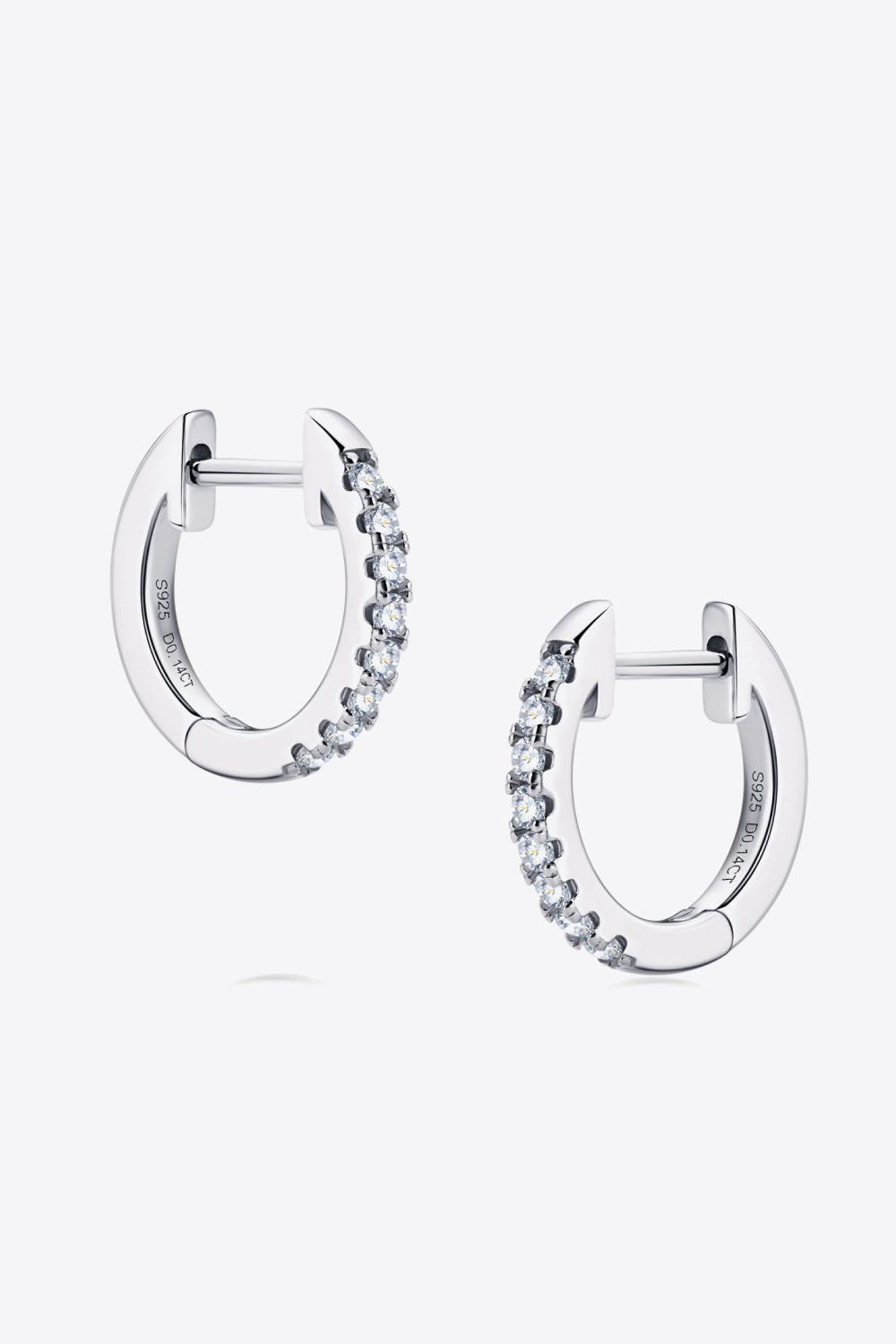 Chic Moissanite 925 Sterling Silver Huggie Earrings - Gold, Silver