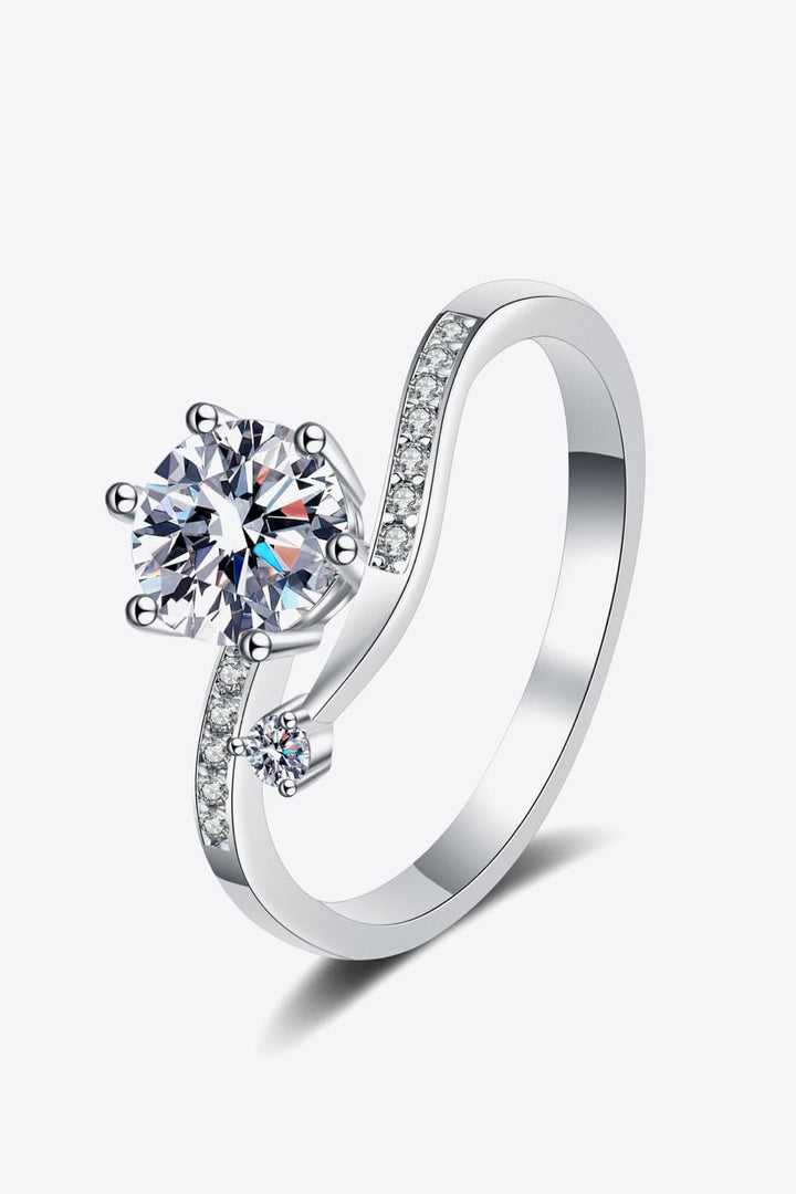1 Carat Moissanite 925 Sterling Silver Bypass Ring - Silver