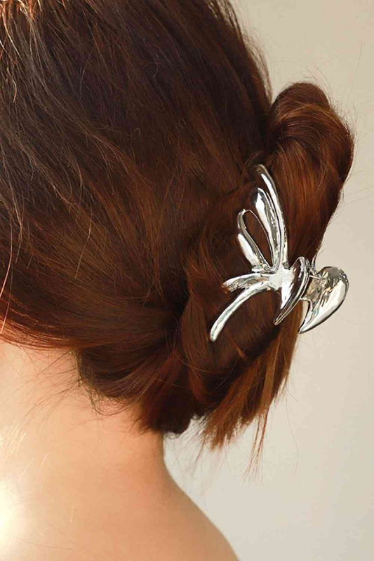 Butterfly Polished Alloy Claw Clip - Silver